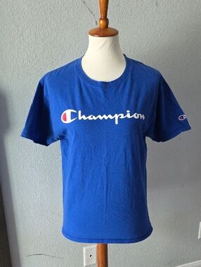 Champion Royal Blue Logo Tshirt with White Script Medium
